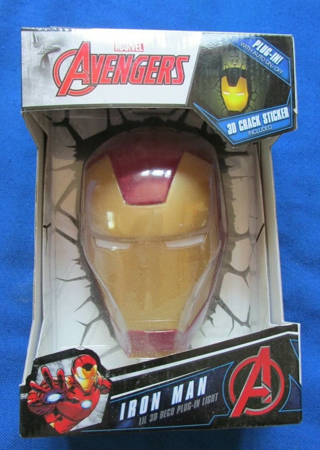 NEW Marvel Avengers Iron Man Lil 3D Deco Plug-In Light 3D Crack Sticker Night Li