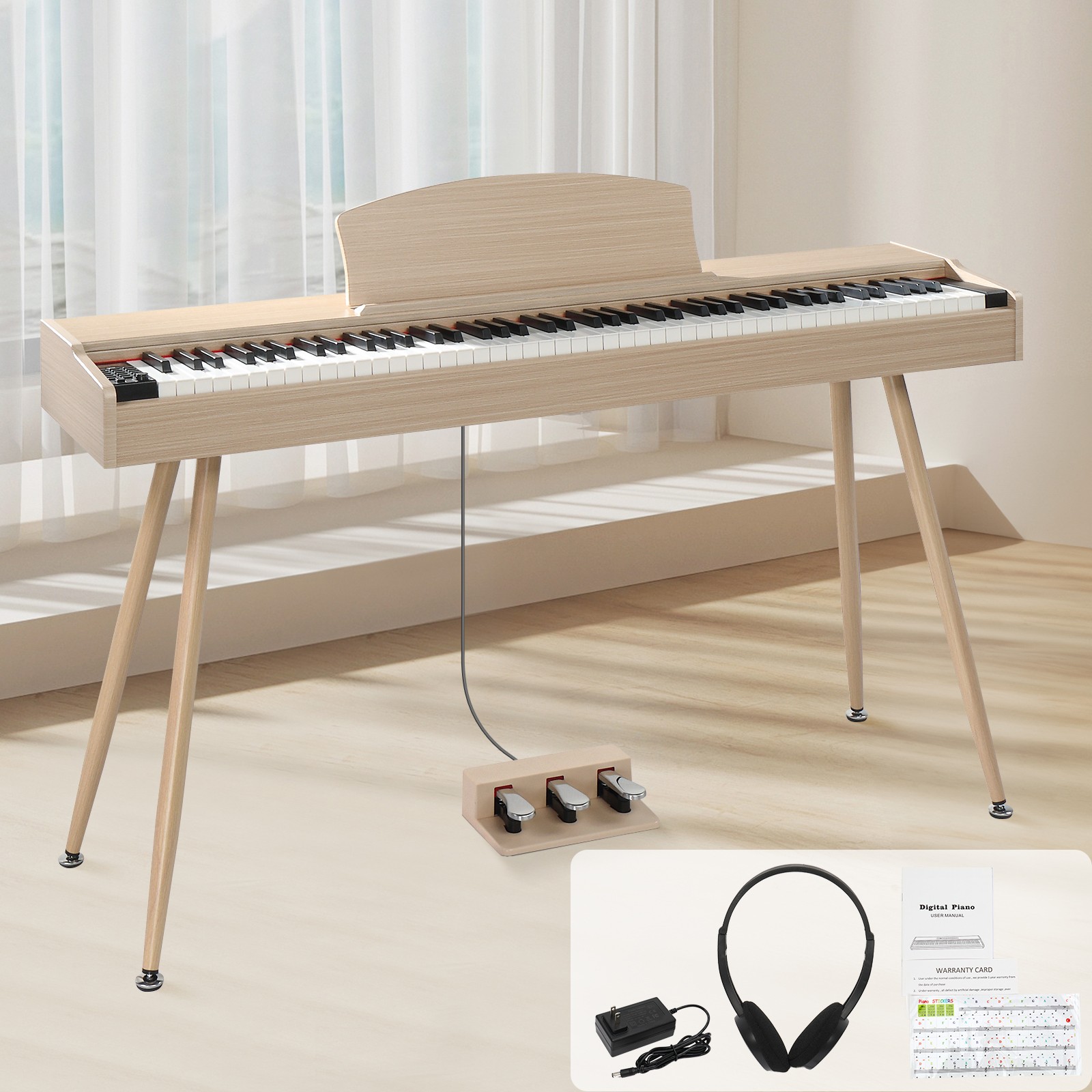 Full Weighted Digital Piano 88 Key,Stand,3 Pedals,Power Adapter,Headphone