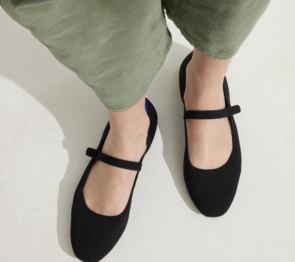 Rothys The Square Mary Jane Flats Loafers Shoes Womens Size 9.5 Black Slip On