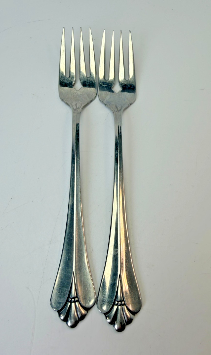 Set 2 Oneida Community ROYAL FLUTE Stainless Salad Fork 6 3/4" Replacement