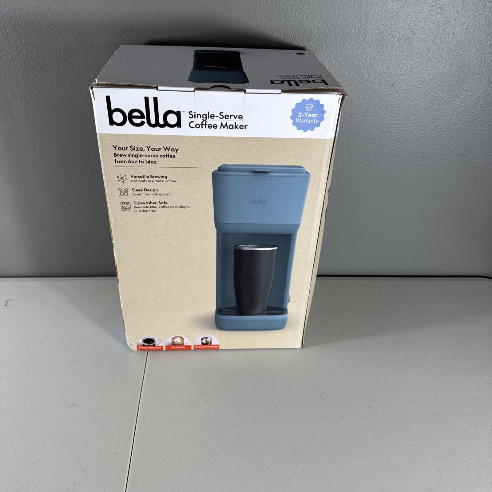 bella Single-Serve Coffee Maker, Oat Milk ￼ open box
