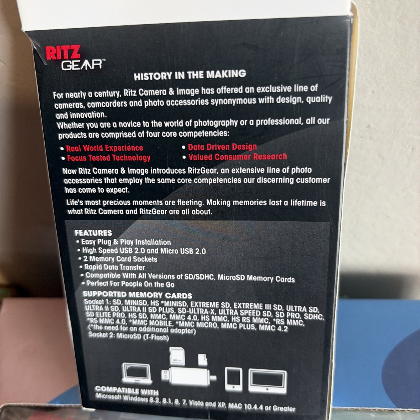 Ritz Gear OTG USB / Micro USB Multi-Function SD / MICRO SD Card Reader NIB