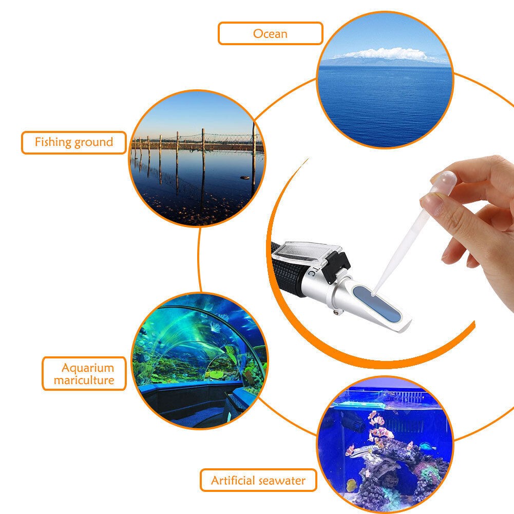 10°C~30°C 0-100‰ Salinity Refractometer Aquarium Sea Salt Water Tester w/ ATC f