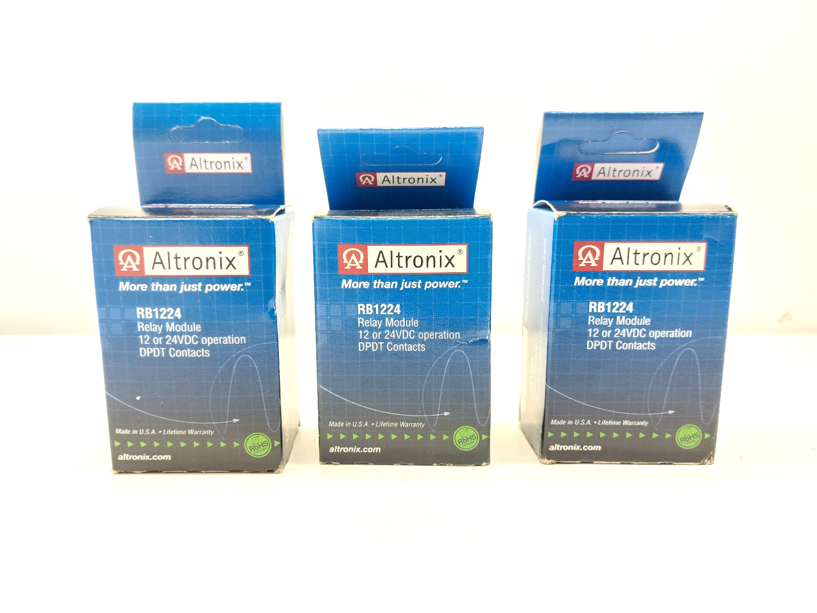Lot of 3 - Altronix RB1224 Relay Module 12 or 24VDC Operation DPDT Contacts