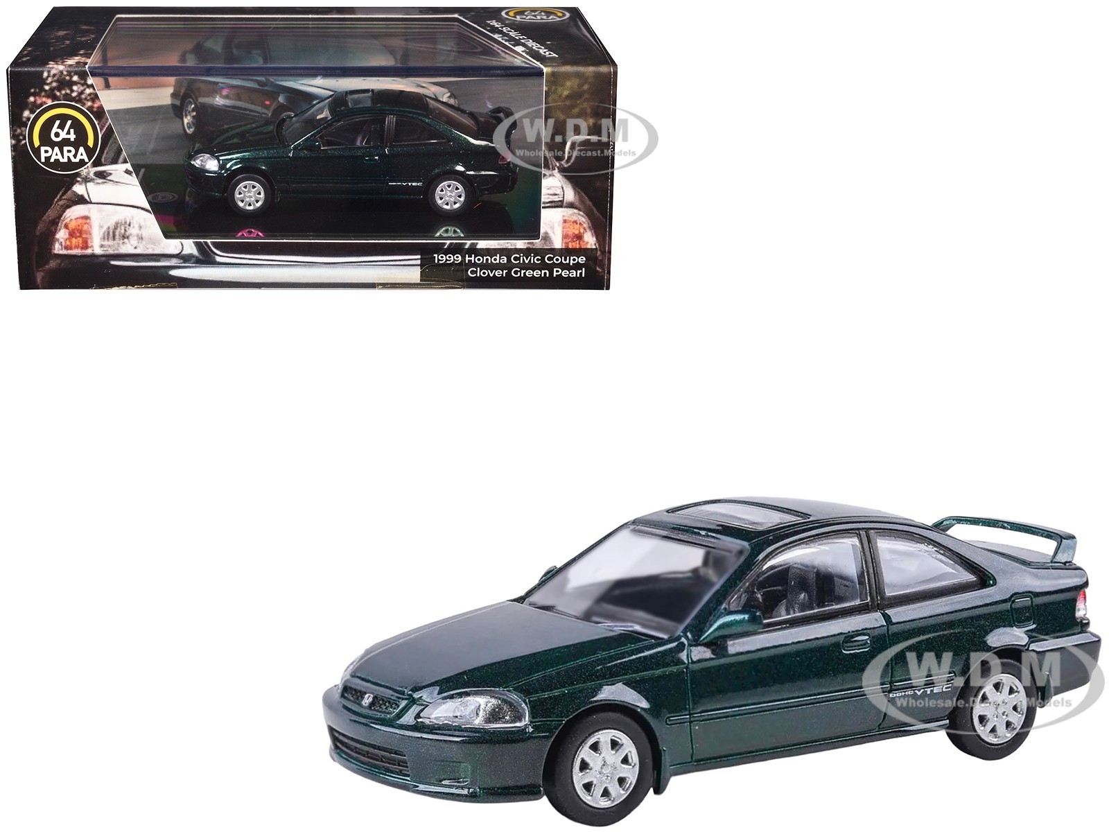 1999 HONDA CIVIC SI EM1 CLOVER GREEN 1/64 DIECAST MODEL CAR BY PARAGON PA-55625