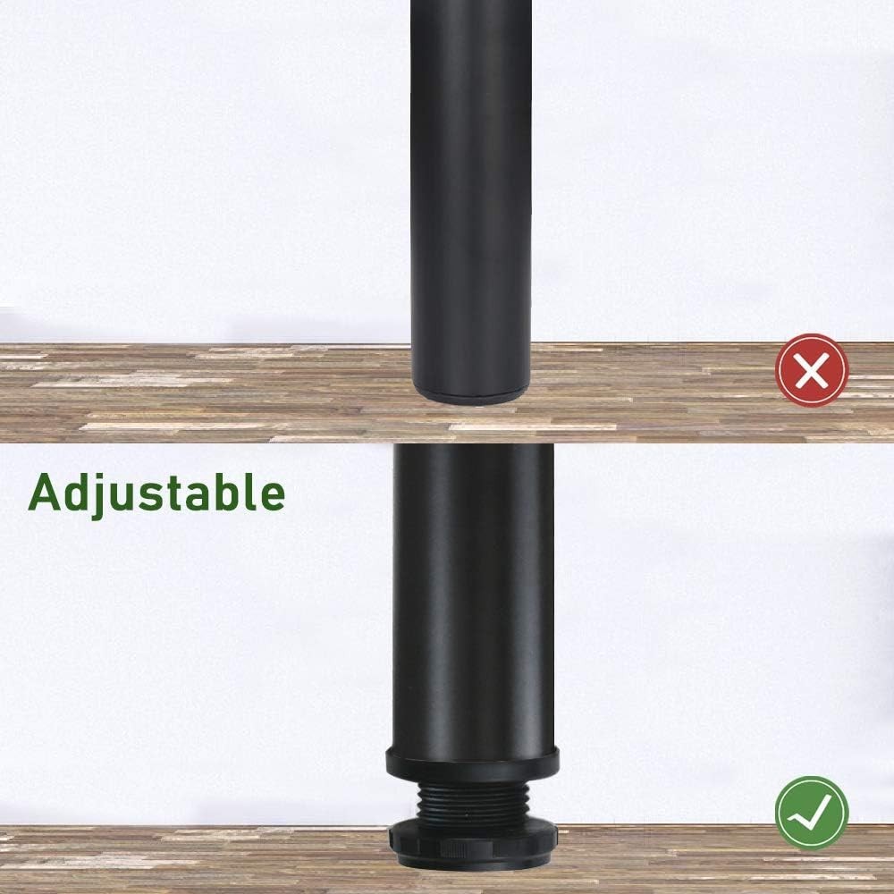 12-Inch Adjustable Black Metal Table Legs - Set of 4 for All Furniture Types