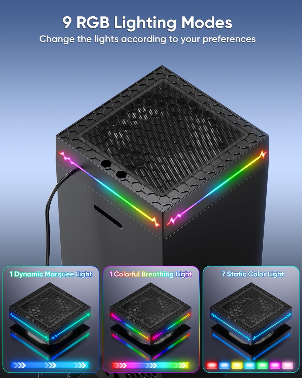 LED Display Cooling Fan Xbox X 9 RGB Adjustable Temp Cooler Light Switch