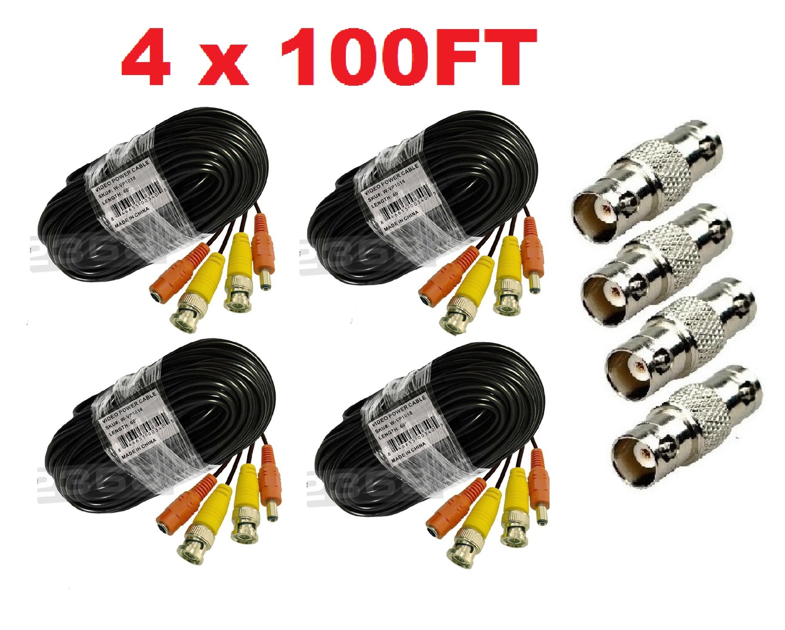 Premium Quality 4x100ft Video Power BNC Cable fit Q-See CCTV Security Camera