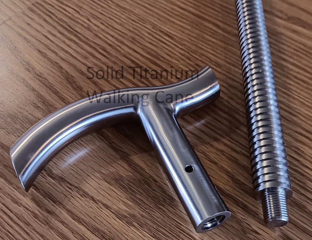 Solid Titanium Walking Cane - Derby Style T-Handle Extraordinary Custom Quality