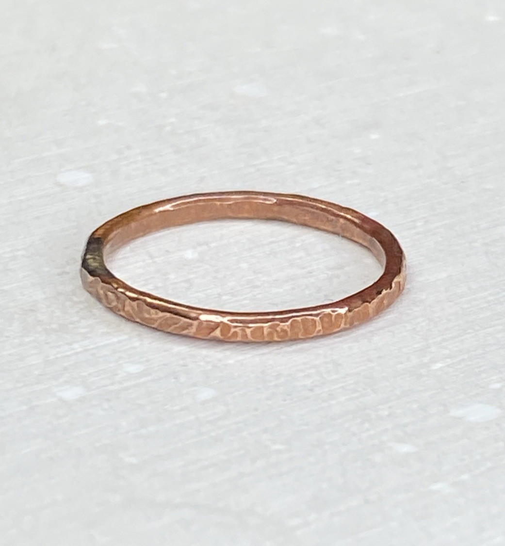 Copper Ring Stackable Hammered Rings band Size 6.5 Wedding Ring Unisex thin 2mm
