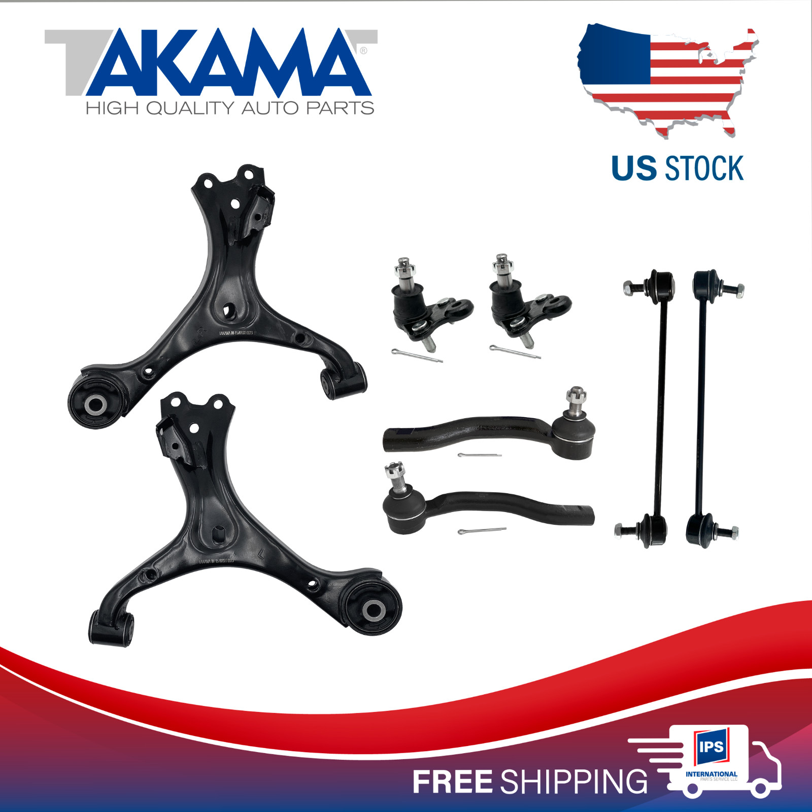8pcs Tie rod ends+ links+ Control arms ball joints for 14-15 CIVIC SI, 16-21 ILX