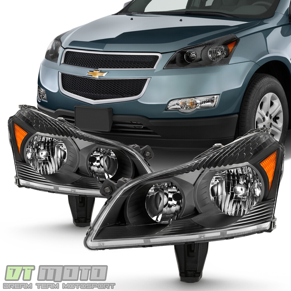 2009-2012 Chevy Traverse LS/LT Black Headlights Headlamps Replacement Left+Right