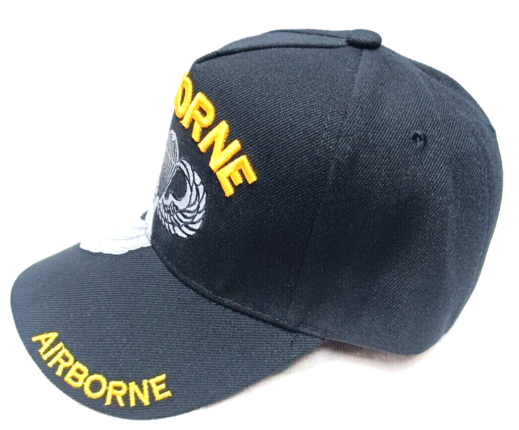 NEW AIRBORNE HAT BLACK COLOR CAP PARATROOPER WINGS