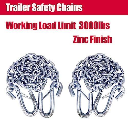 Trailer Safety Chain with Spring Clips Grade 30 with 2 S Hook 2PCS 3/16" X 48"