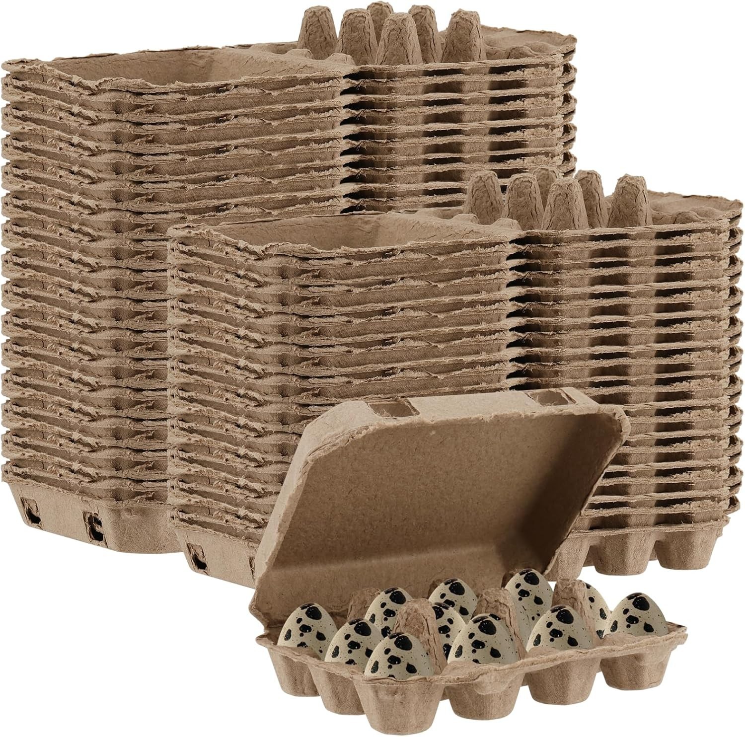 50 PCS Quail Egg Pulp Cartons - 3 x 4 Square Paper Pulp Egg Cartons Dozen Che...