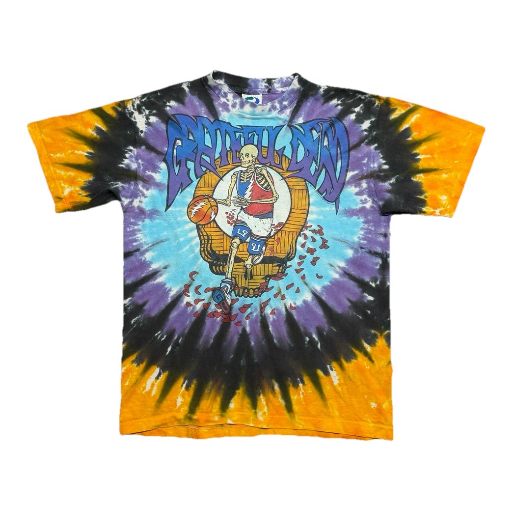 Vintage Jerry Garcia Boston Liquid Blue Tie Dye Graphic T Shirt USA Size L 90s