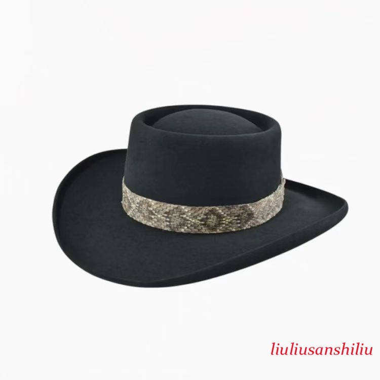 Top Hat 100% Wool Hat Woven Strap Felt Hat Fashion Commuter Western Cowboy Hat