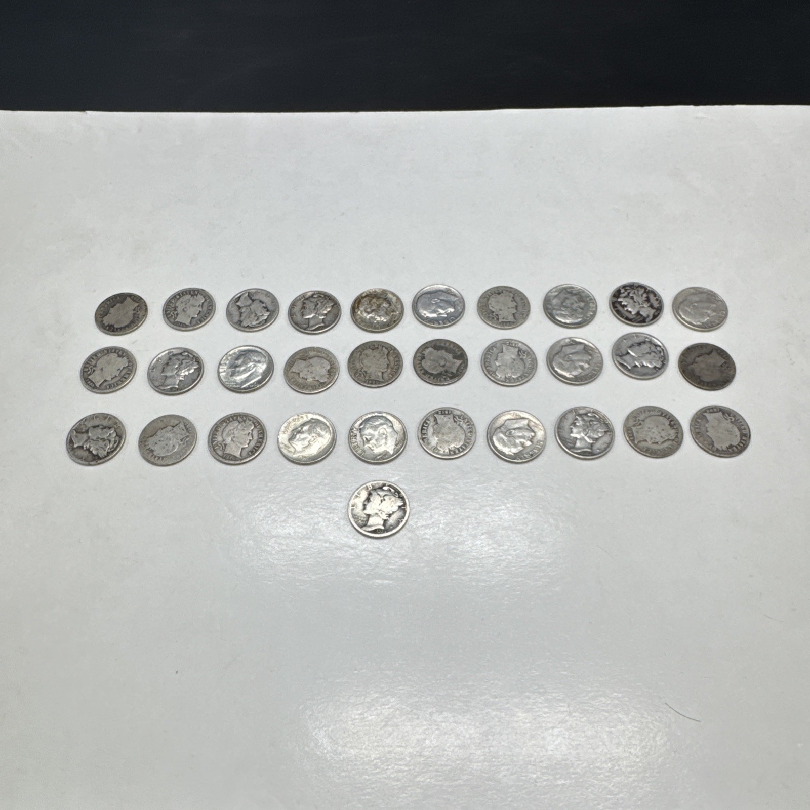 Lot Of 31 Barber, Mercury, And Rosevelt Silver Dimes