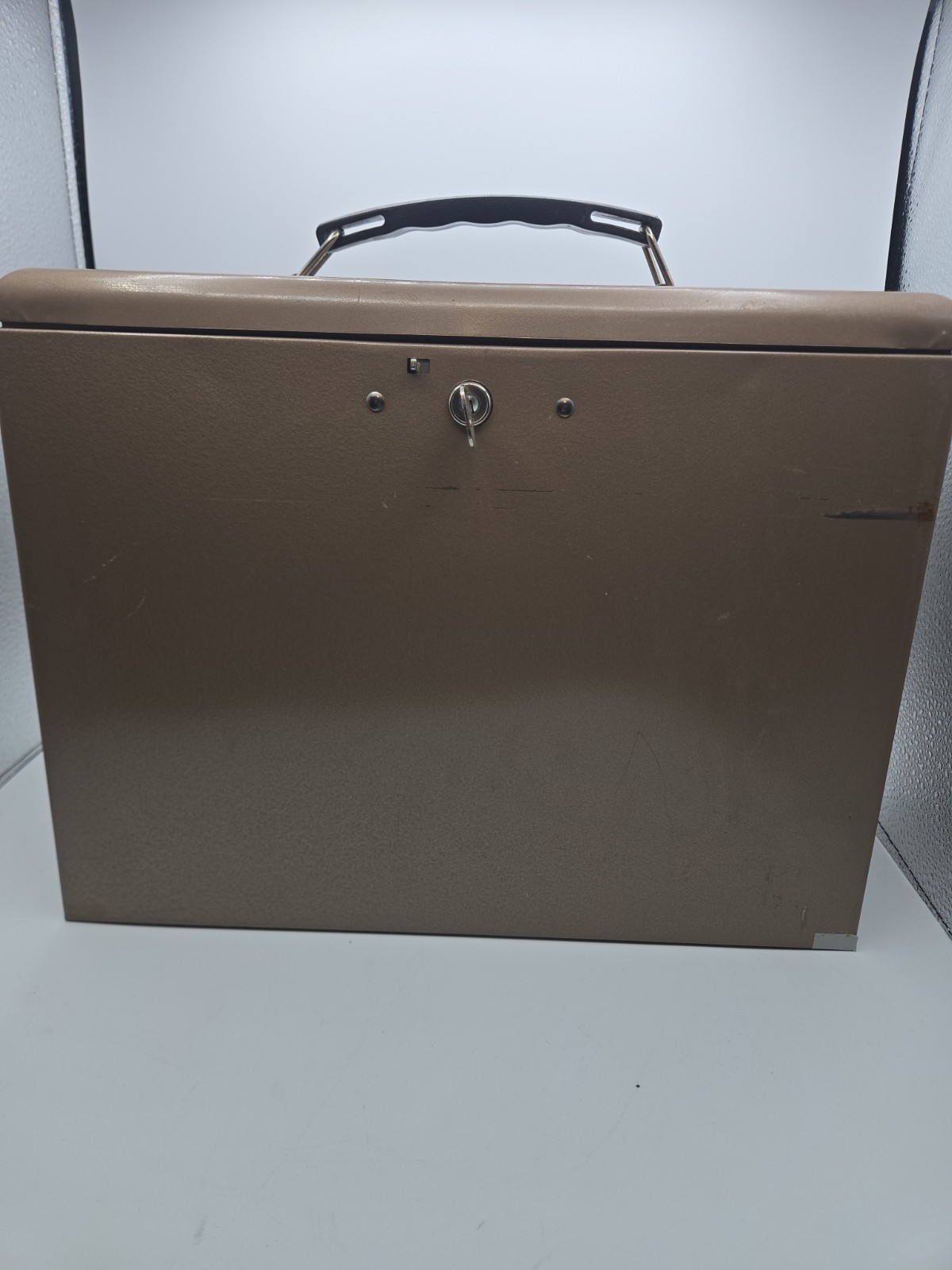 Rockaway Lockable Metal File Box Working Comes With Original Key Vintage Brown
