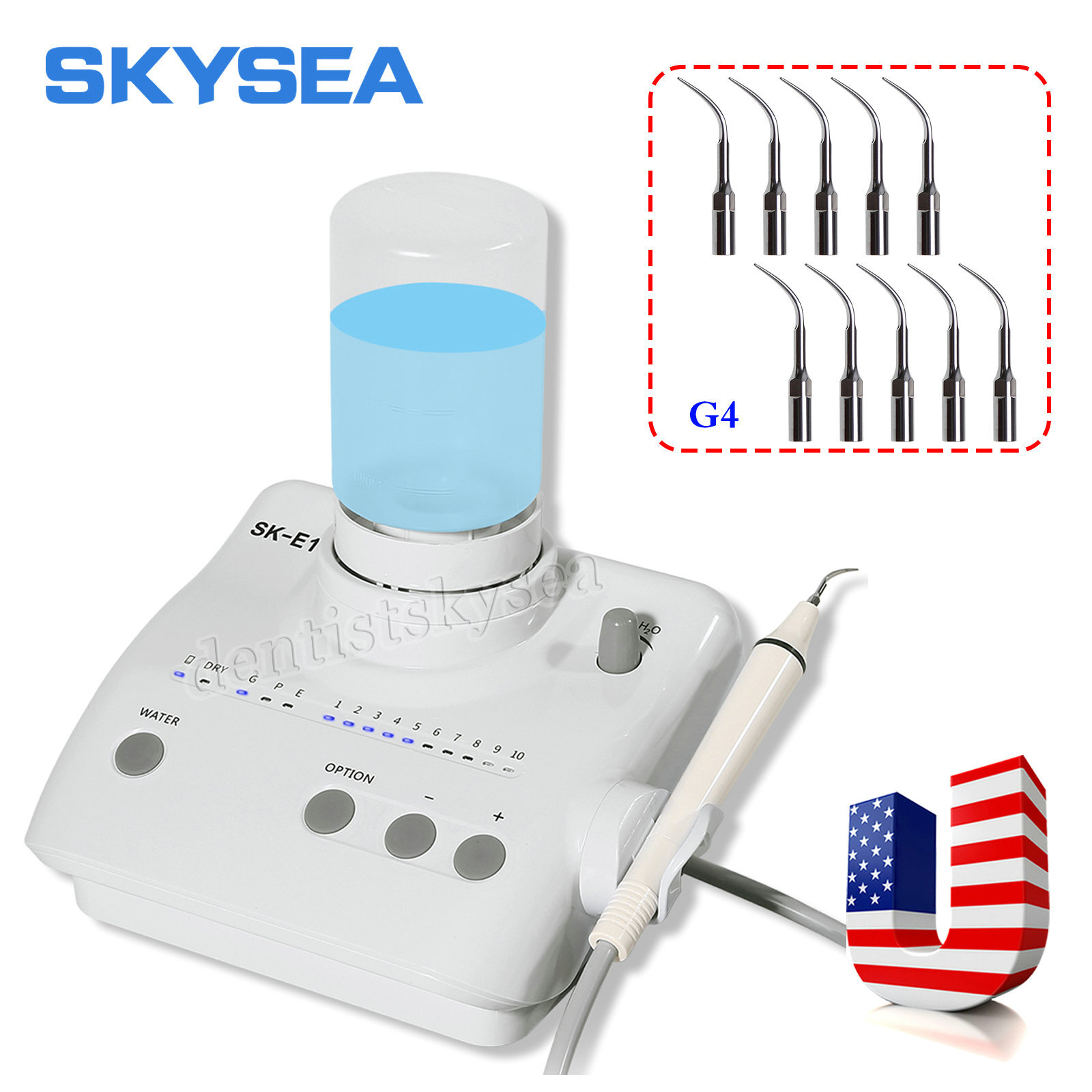 Dental Ultrasonic Scaler Handpiece Bottles for EMS Woodpecker + 5-10Pcs Tips G4