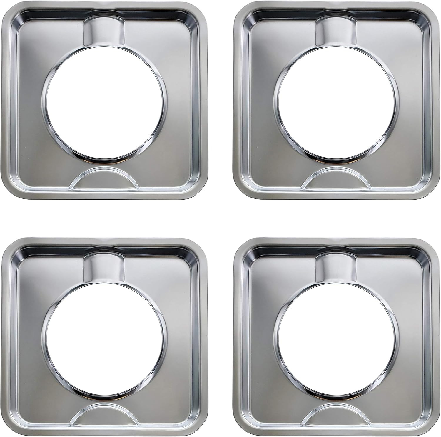 Made in the USA SGP-400 4 Pack Chrome Square Gas Range Drip Pan Directly Replace