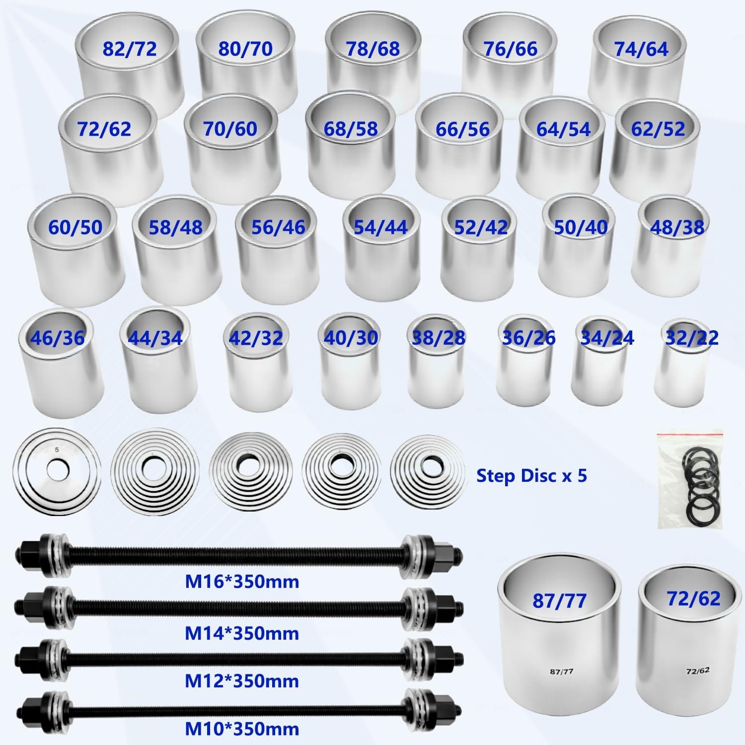 37PCS Universal Pull & Press Sleeve Kit Bush Bearing Removal Insertion Tool