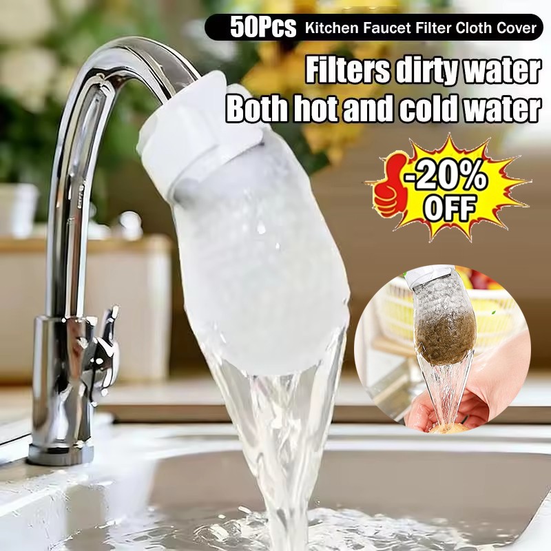 50Pcs Faucet Filter Cotton Bags,Anti-Splash Water,Remove Limescale Sand Rust