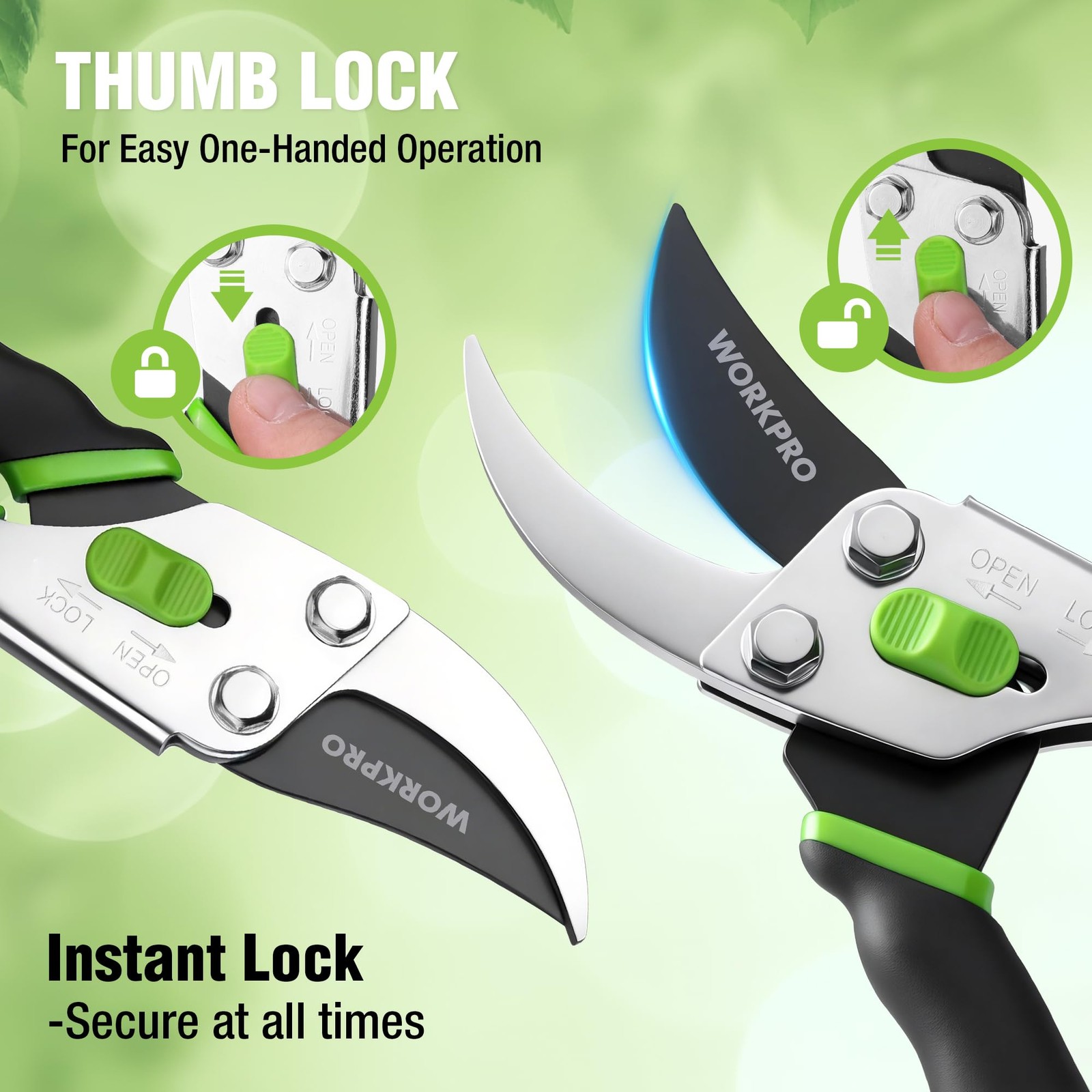 WORKPRO Bypass Pruning Shears, 8.5" Hand Pruner with Non-Slip Grip
