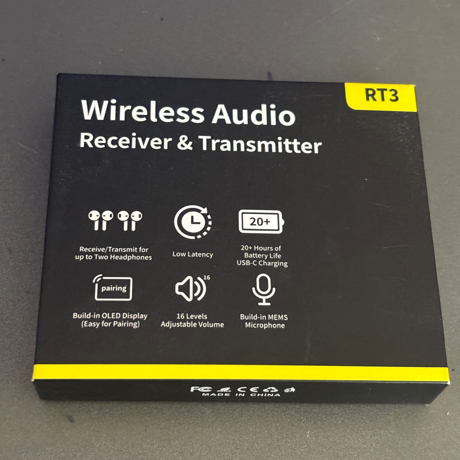RT3 V30 Wireless Audio Receiver & Transmitter, Low Latency, OLED Display, USB-C