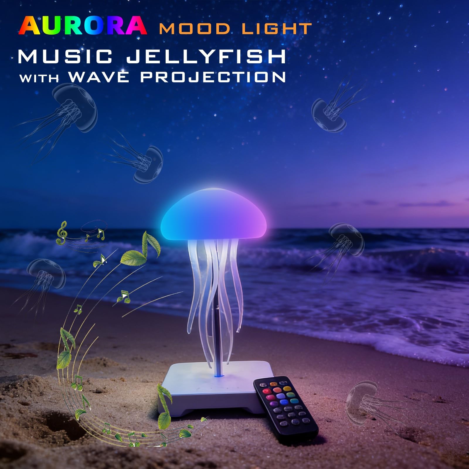 Camdii Jellyfish Lamp Wave Projector White Noise