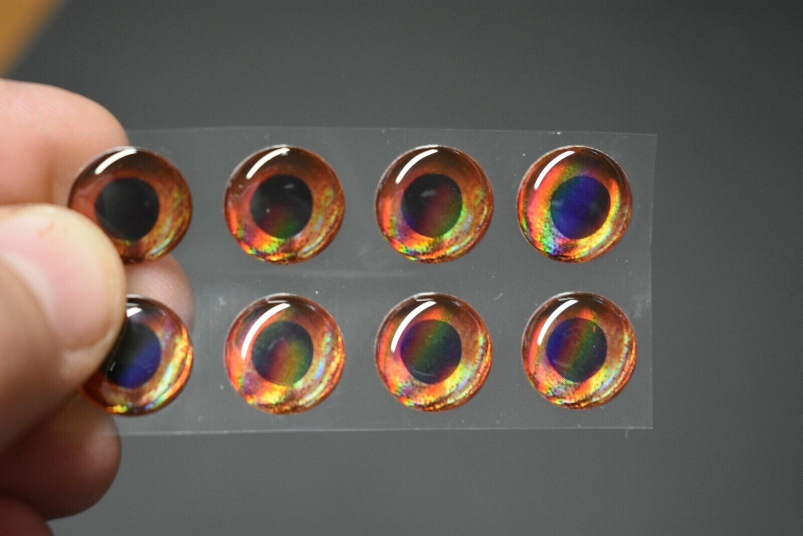 24, LIVING EYES INFERNO, 1/8" 3mm, 3D Soft Molded Lure Eyes Fly Tying