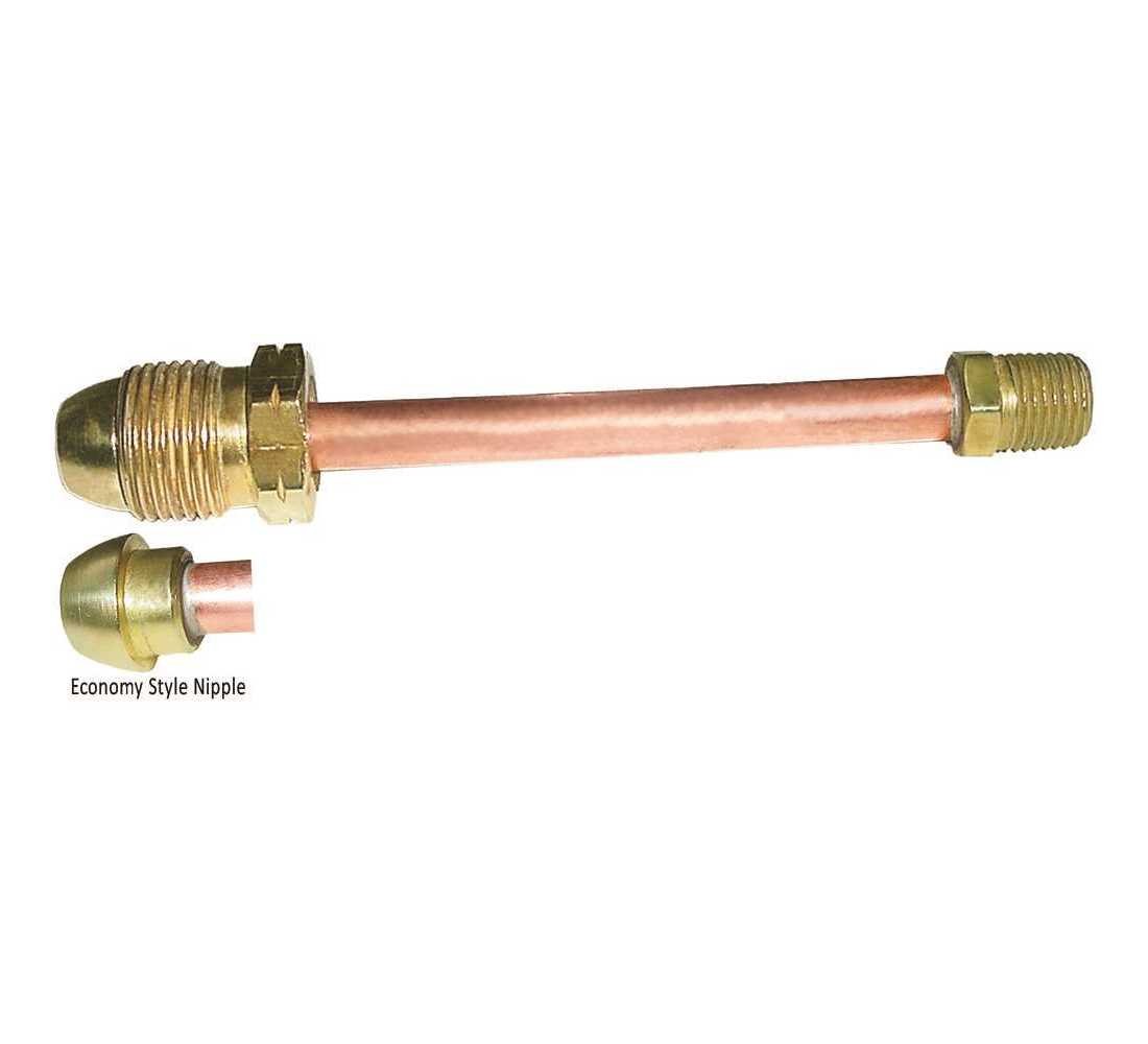 Pigtail - Short Nipple, POL x 1/4 in. MNPT, 1/4 in. Tubing, 7/8 in. Nut x 20 in.
