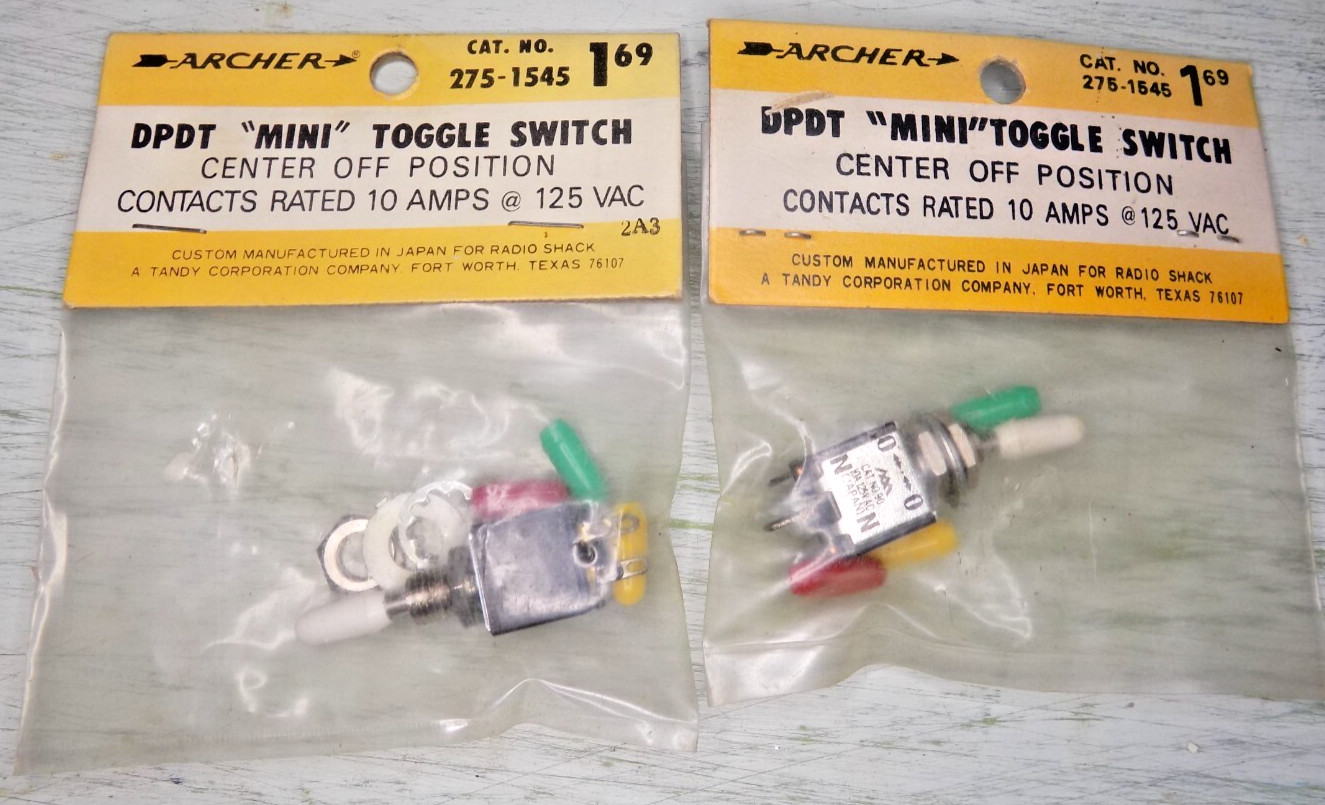 ARCHER **New Old Stock** DPDT MINI TOGGLE SWITCH #275-1545  TWO SWITCHES