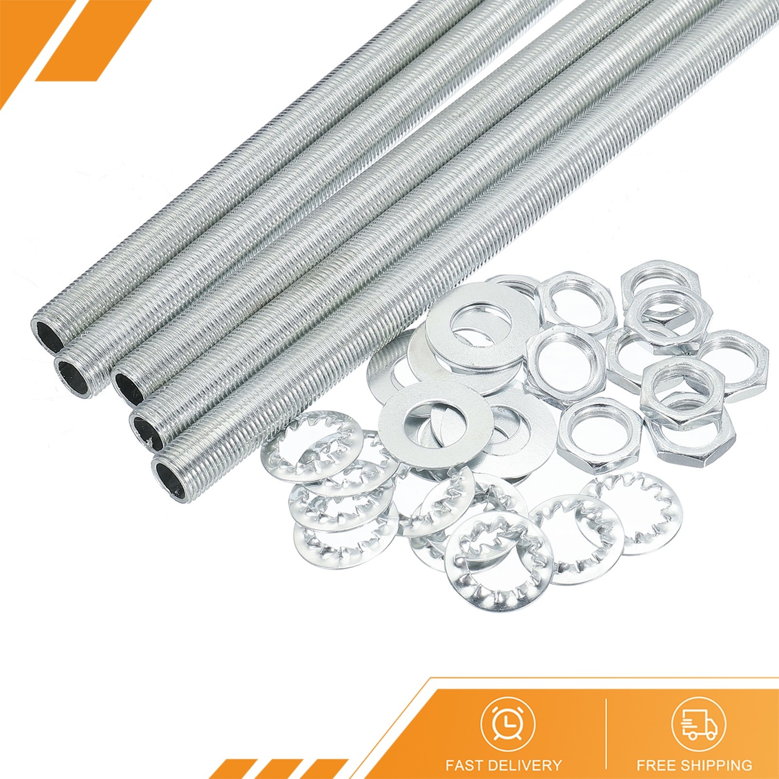 35Pack - 11.8" Lamp Pipe Kit with Lock Nuts Washers 1/8IP Thread Fasteners