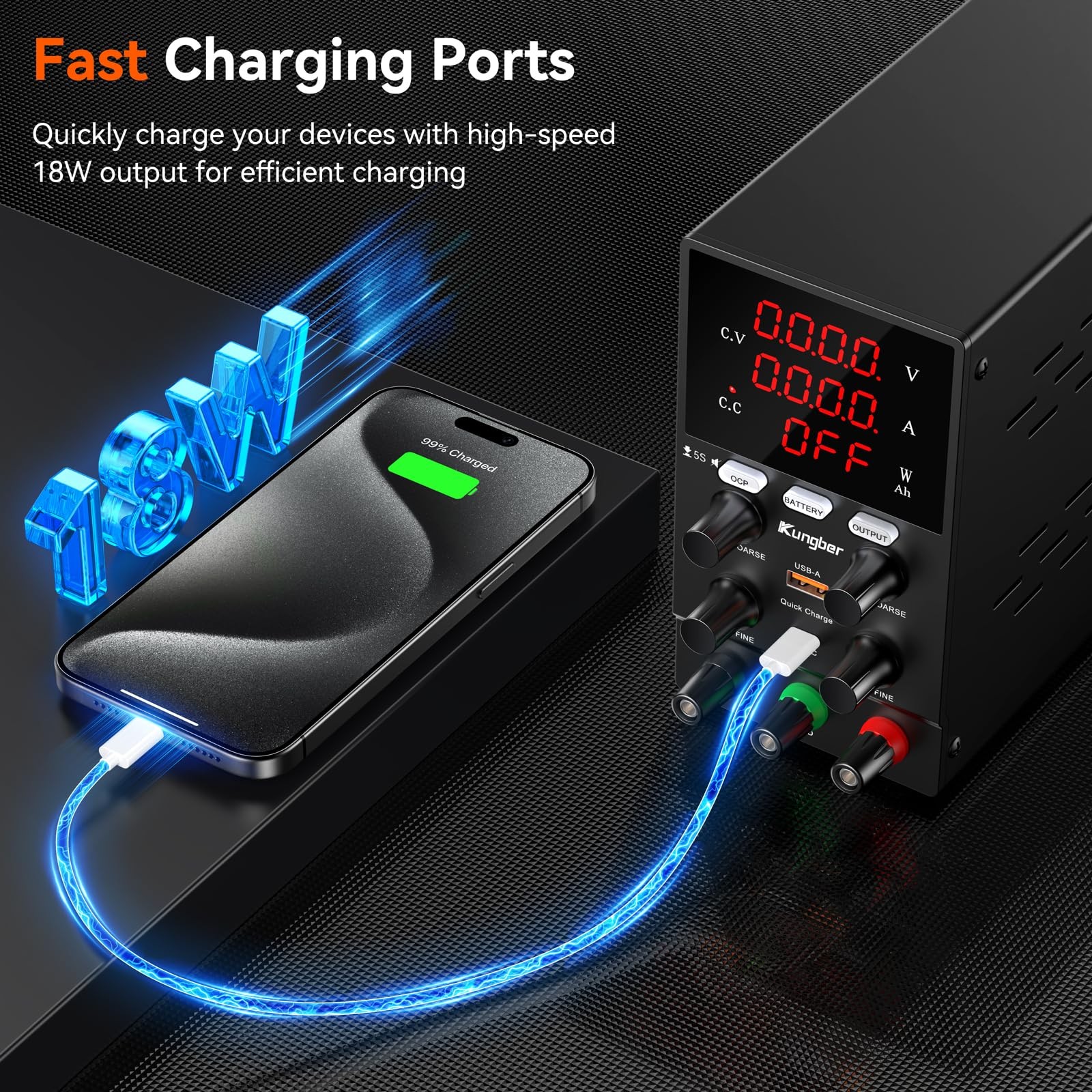 DC Power Supply Variable, 30V 10A Adjustable Switching Regulated DC Bench Pow...
