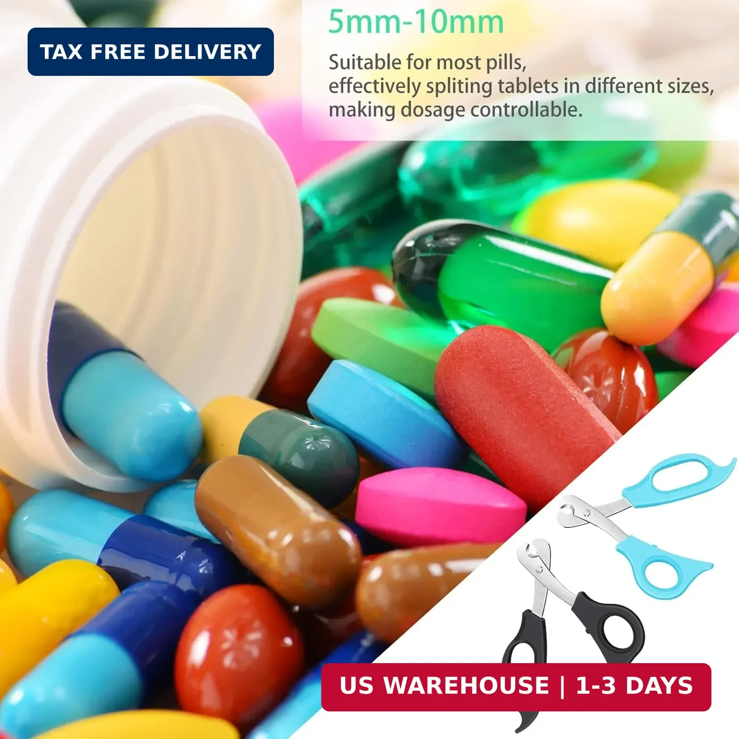 Scissors-shaped Pill, Cutter Sharp Blade Pill Splitter for Easily, Dividing | Eb