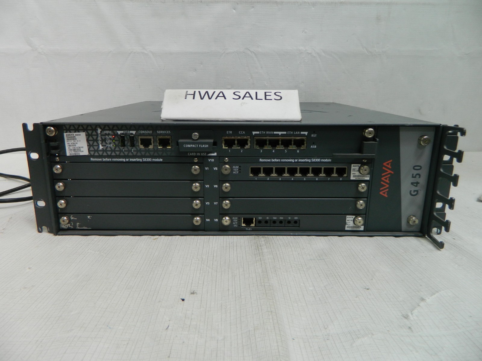 Avaya G450 Media Gateway 700459456 G450MP80 1 MB450 1 S8300 2 MM710B 1 MM714B PS