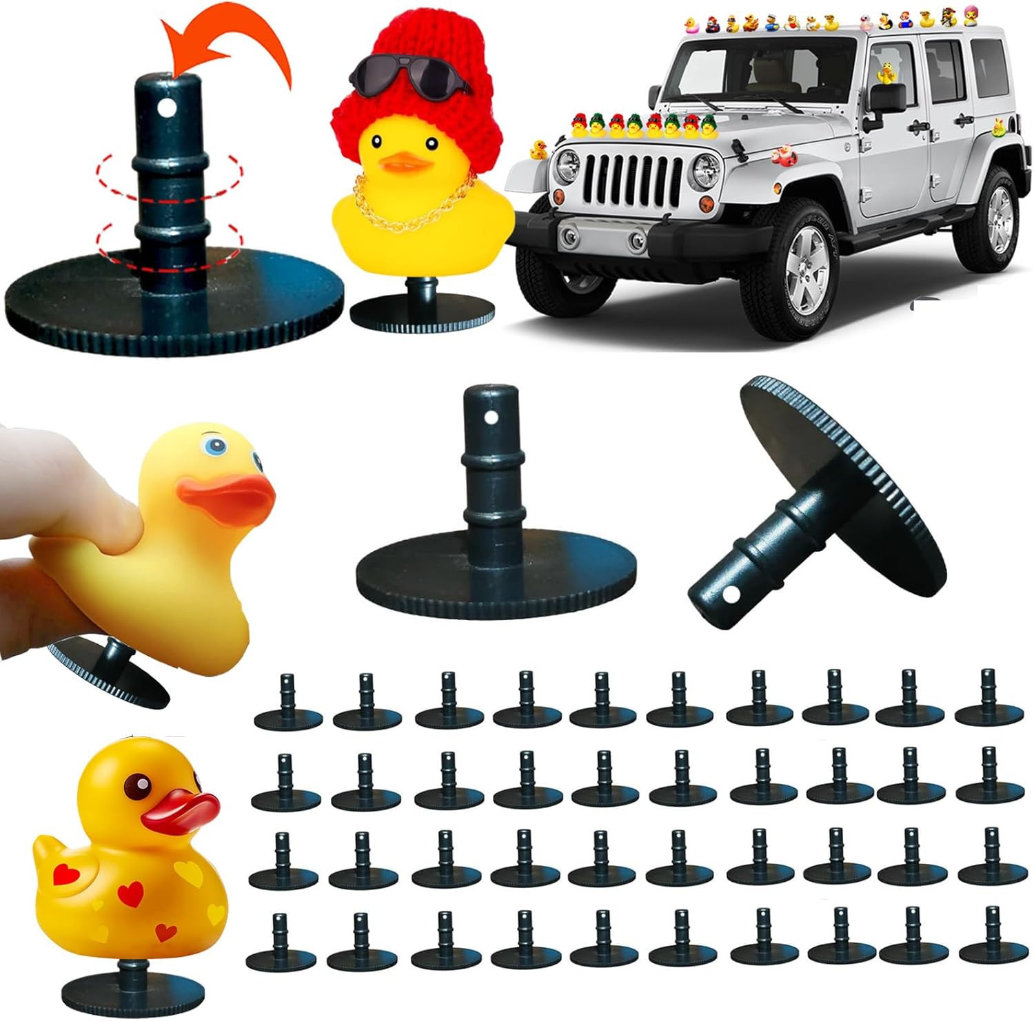 40 Pcs Duck Holder - 2024 Upgraded Air Vents - Dual Buckle Anti-Slip Rubber Duck