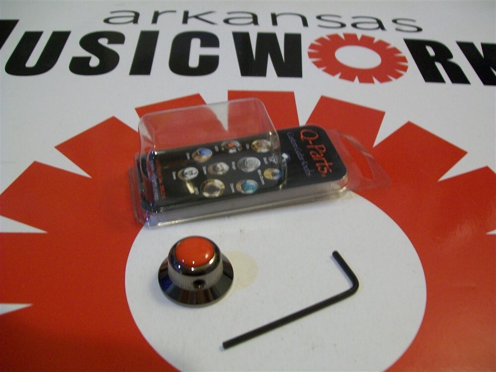 NEW - Q-Parts UFO Knob - ACRYLIC RED ON BLACK CHROME, #KBU-0736