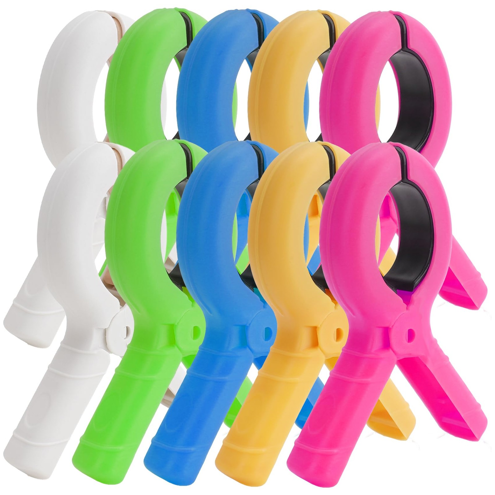 10 Pack Large Beach Towel Clips for Chairs Plastic 10pcs, 5 Color-10pcs