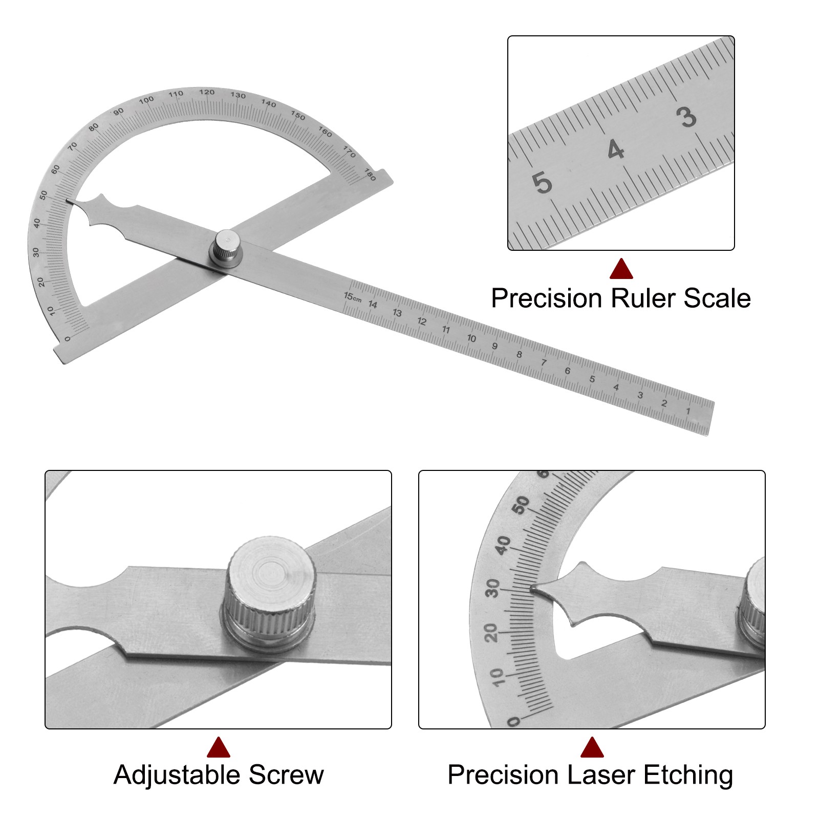 Angle Protractor 180 Degree Finder Gauge Adjustable Ruler with 150mm Arm