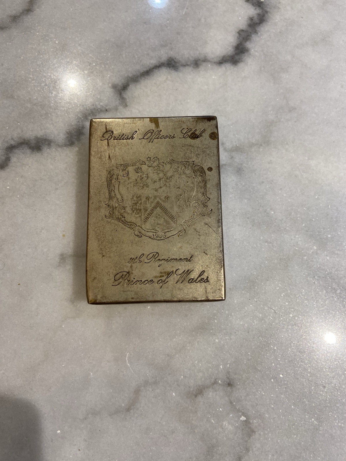 British 1900’s Era Officers Club Cigarette Box, 4th Regiment, Prince of Wales