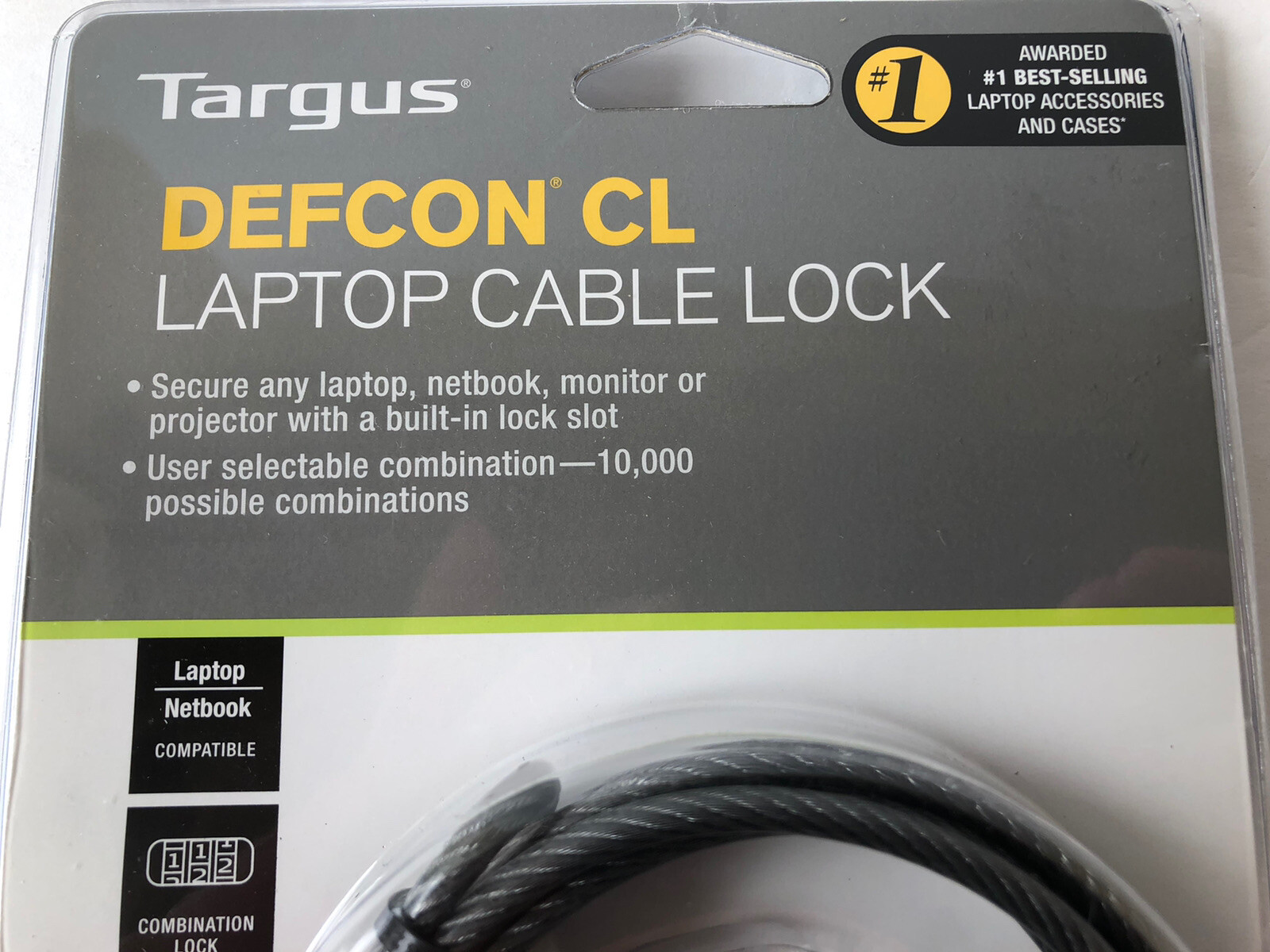 Laptop Cable Lock - Targus Defcon CL - Combination Lock with Base Plate