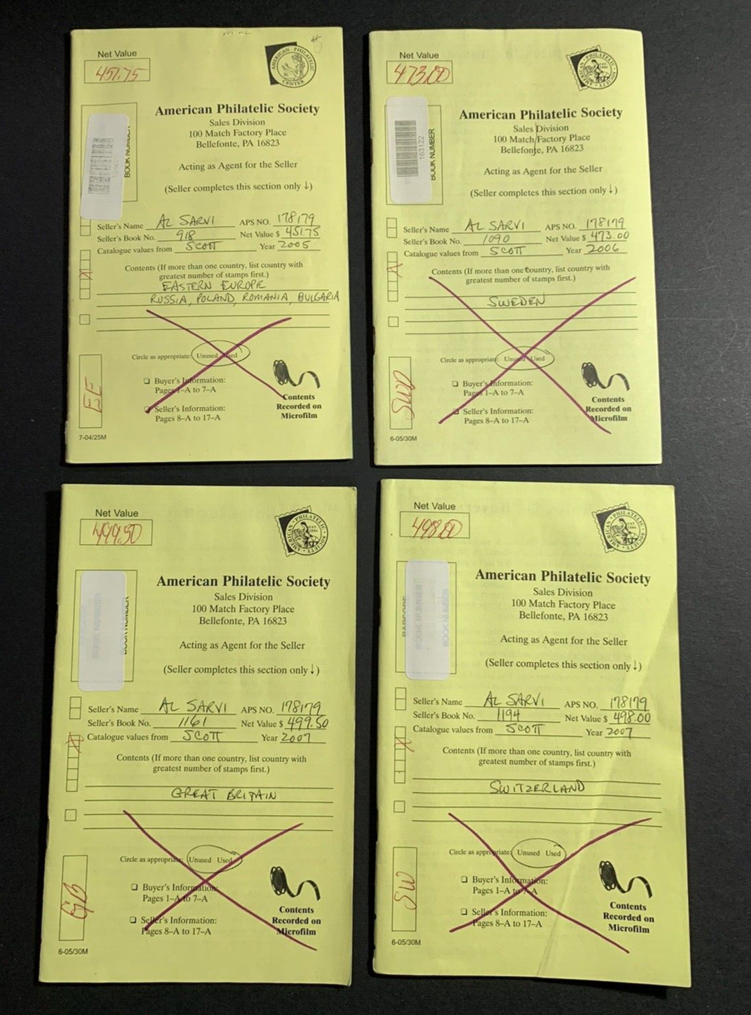 American Philatelic Society Retired Circuit/Sales Books 4x - Europe
