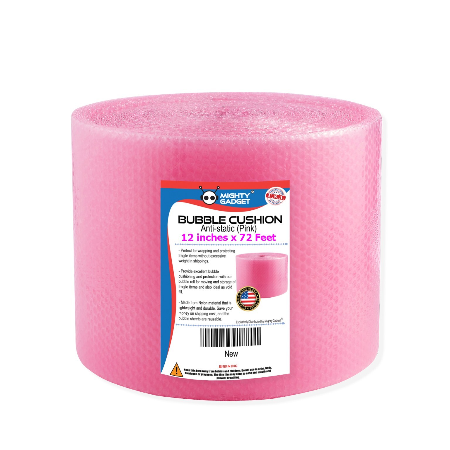 Small Bubble Cushioning Wrap Anti-Static Roll 72 ft x 12'' Wide