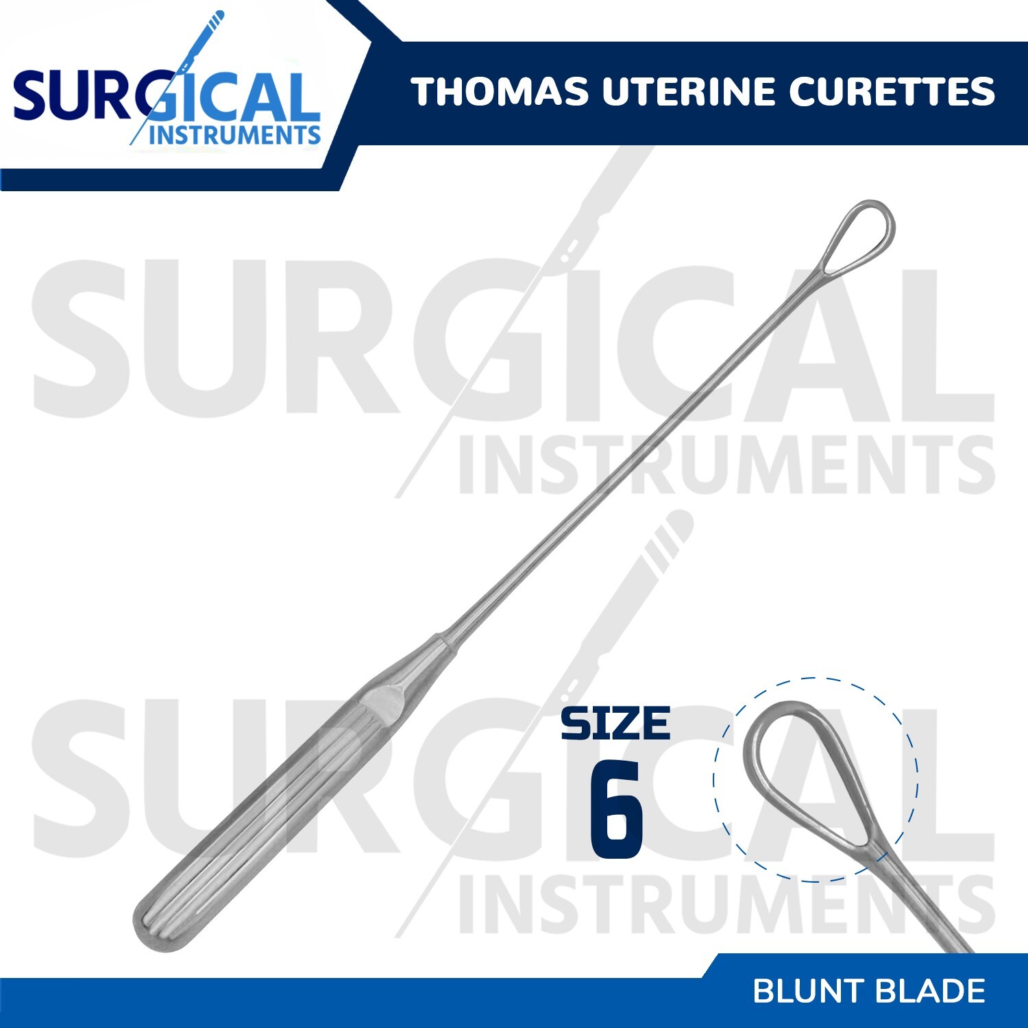 THOMAS Uterine Curettes 11" Size # 6 Malleable Blunt Blade OB/GYN German Grade