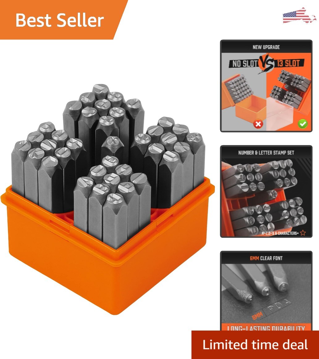 37-Piece Multi-Purpose Number/Letter Stamp Set - 1/4 6mm A-Z & 0-9 + Stars Punch