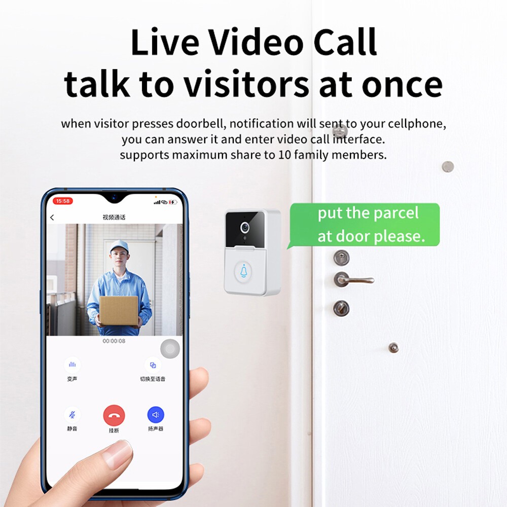 Smart Wireless WiFi Doorbell Camera Phone Door Ring Video Intercom Security Bell