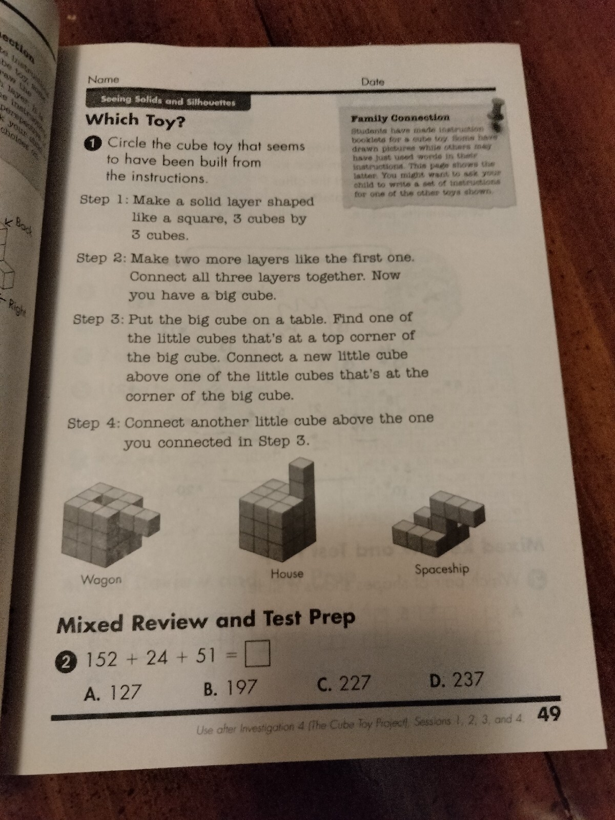 Today's Math 4 Student Workbook: Investigations in Number, Data and Space