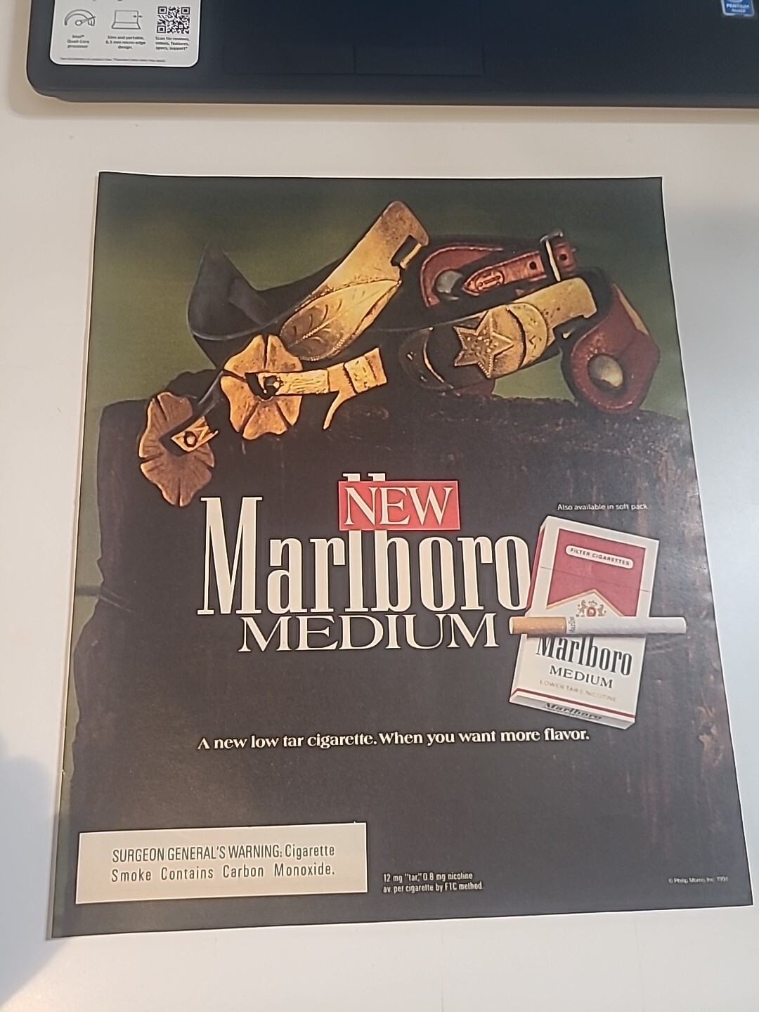 Marlboro Medium Cigarettes Vintage 10x12 Print  Ad 1991